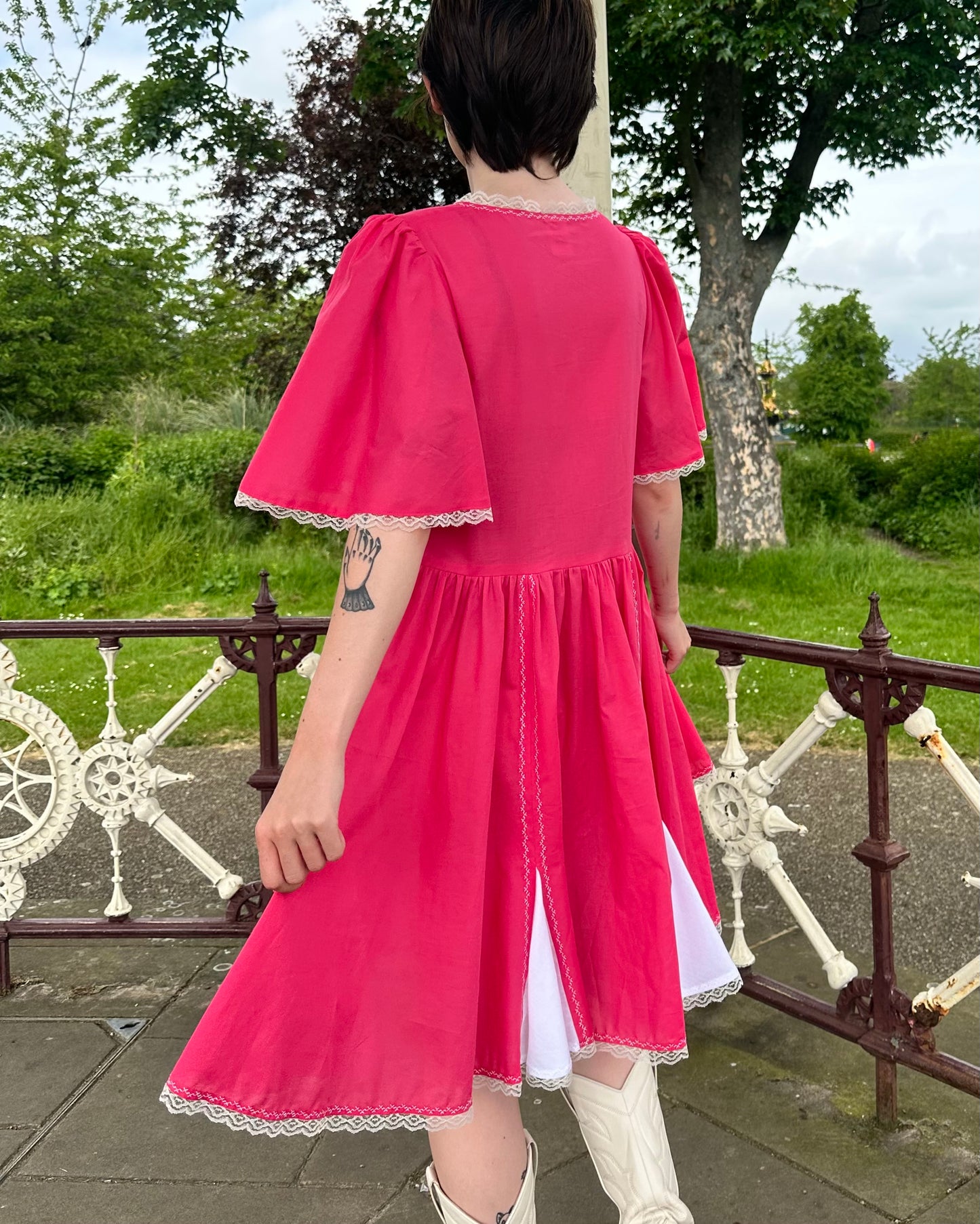 The Blythe Smock Dress in Hot Pink